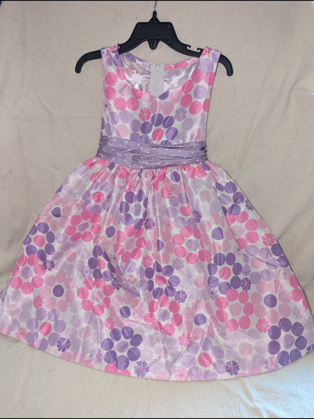Ashley Ann Pink & Purple Floral Dot Party Dress for Girls